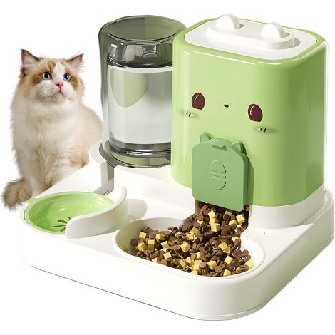 Distributeur Automatique de Nourriture pour Chats, de Nourriture 2 en 1, Distributeur Croquettes Chat Automatique, Gamelle Chat d'Aliments et d'eau Animaux de Compagnie de Petite (1/5)
