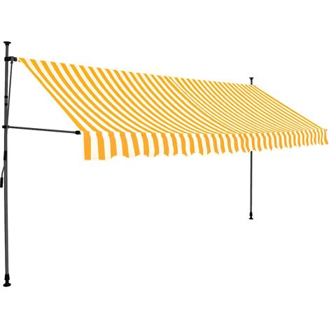 Maison Exclusive - Ručně zatahovací markýza s LED světlem 350 cm bílooranžová (1/5)