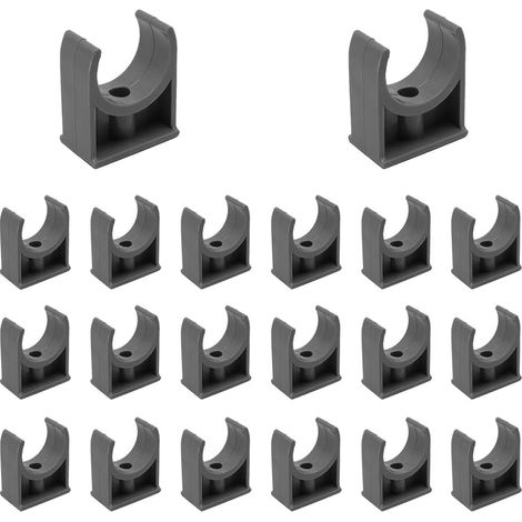 20 Pièces Clips de Tuyau en Plastique, Colliers de Serrage PVC de Type U de 30mm, Support en U pour Tuyau, Colliers de Tuyaux, pour Tuyaux d'eau et Flexibles, Conduits (Vis non fournies, Gris) (1/5)