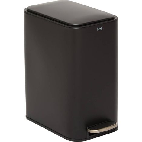 Schlanker, rechteckiger treteimer „delta“, 20 l, schwarz - 5five (1/5)