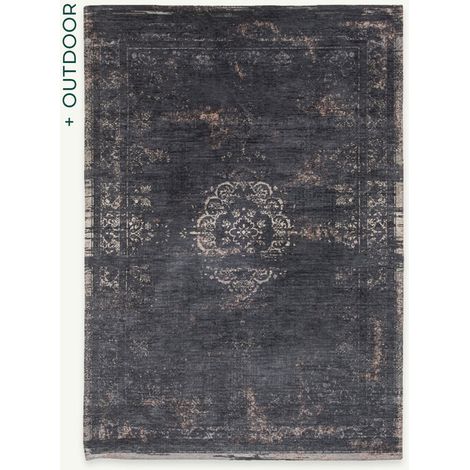Medaillon-Design – Fading World Medaillon-Teppich – hergestellt in Belgien – mechanisches Jacquard-Flachgewebe – handgefertigt – natürlich rutschfest – 100 % Baumwolle – Mineralschwarz – 140 x 200 cm