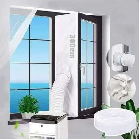 Calfeutrage Fenetre Climatiseur 300 cm, Joint de Ffenetre Pour Climatiseur Mobile, Passe Fenêtre Pour Climatisation, Kit Calfeutrage Climatiseur Fenetre Oscillo Battante (1/5)