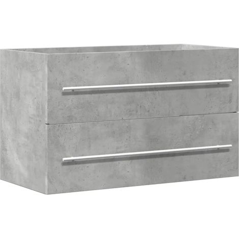 Mobiletto sottolavabo a parete con contenitore compatto 80 x 38 x 48 cm stile moderno legno composito grigio cemento 020050810