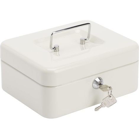 Caisse avec serrure à clé et monnayeur, cassette à billets, tôle d'acier.blanc (1/3)