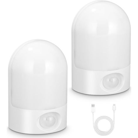 Lot de 2 Veilleuse LED,Veilleuse avec Détecteur de Mouvement,Rechargeable USB,Lampe Detecteur de Mouvement Interieur,Veilleuse rechargeable (1/5)