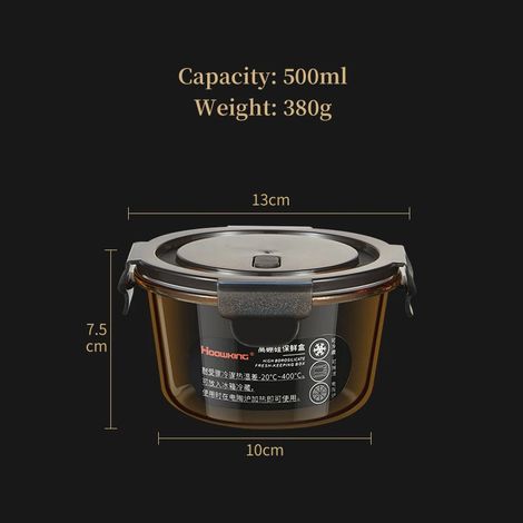 (500 ml) Mini bol résistant à la chaleur avec couvercle, transparent, compatible micro-ondes. (1/5)