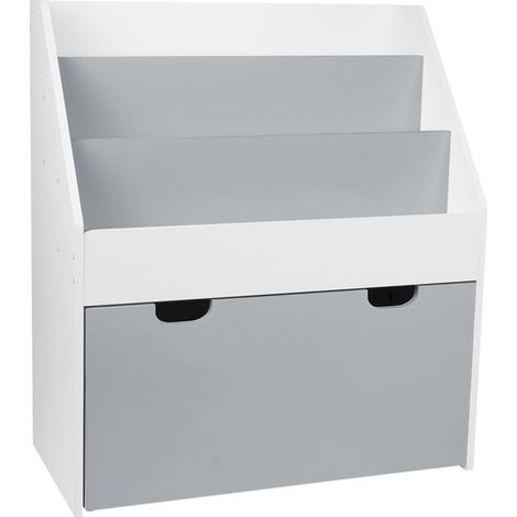 Bibliothèque Étagère à Livres Porte-revues 3 Compartiments et 1 Grand tiroir,63x30x70cm (1/5)