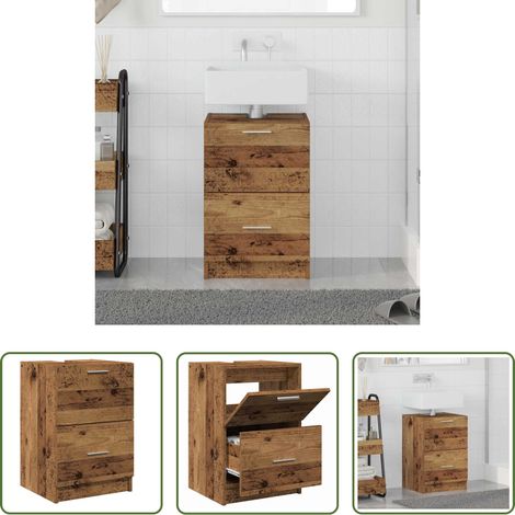 Holzschrank - Badezimmerschrank mit Tür Altholz 40 x 37 x 59 cm Holzwerkstoff (1/5)