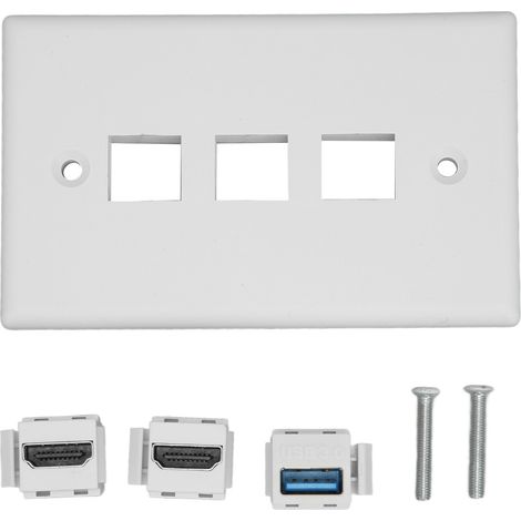 Plaque murale 2 ports HDMI avec Ethernet et 1 port USB 3.0 - Support pour connectique keystone (1/5)
