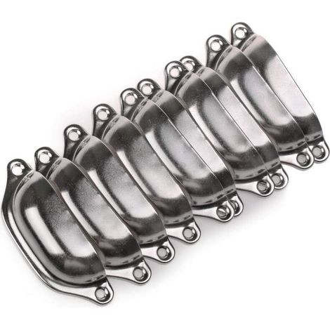 Lot de 10 Poignée Bouton de Porte 98mm Décoration pour Meuble Tiroir,Poignées de Meuble Vintage Boutons de Meuble Poignées de Porte Coquille Avec de Vis - Argent