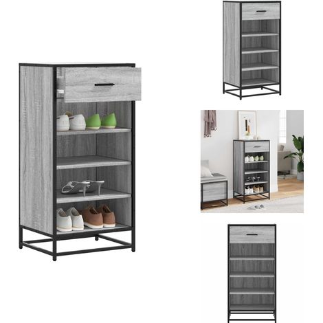 Schuhregal Grau Sonoma 48x38x97,5 cm Holzwerkstoff - Schuhregal - Schuhregale - Schuhschrank - Schuhe Aufbewahrung (1/5)