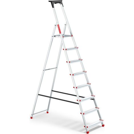 Échelle domestique en aluminium avec plateau, 8 marches, 125 kg