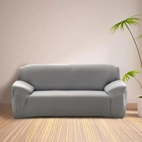Housse de Canapé 3 Places - MONDEER - Gris - Polyester - Déhoussable - Extensible (1/4)