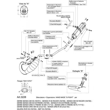 Échappement complet LeoVince X-Fight, Derbi Senda 2000, DRD / Gilera RCR, SMT (E)