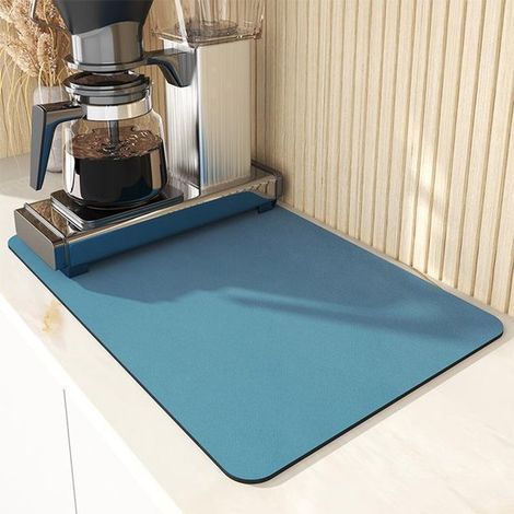 Einzeln verpackte saugfähige Matte, 40 x 60 cm, hoch saugfähig, selbsttrocknend, rutschfest, für Arbeitsplatten, Bars, Kaffeemaschinen und als Platzdeckchen geeignet, marineblau. (1/5)