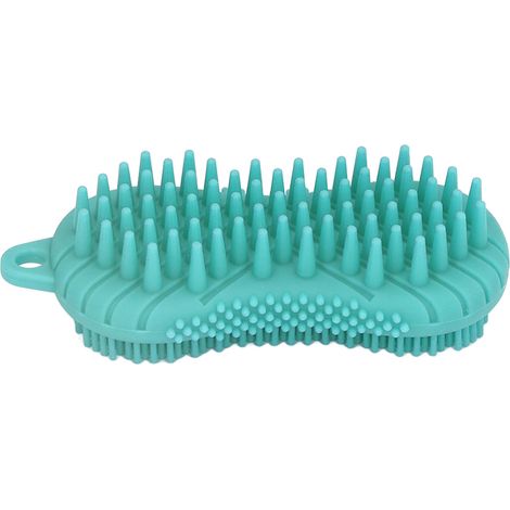 Ergonomischer, doppelseitiger Silikon-Peelinghandschuh, Massage- und Peelingbürste für Haut und Haar, Grün (1/5)