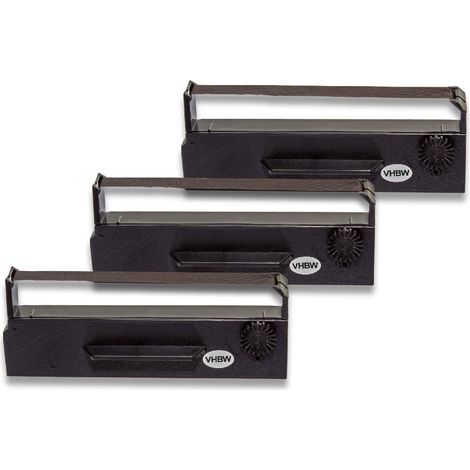 vhbw 3x Ribbon Cartridge compatible with Swintec SP 809 D Dot Matrix, Receipt Printer - Black Ink Ribbon