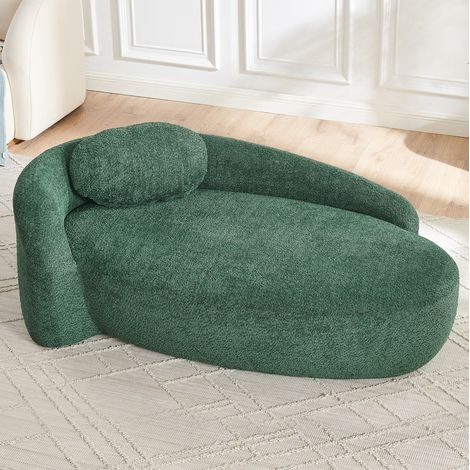 Divano verde in Lammfell-Optik con cuscino e design arrotondato (1/5)