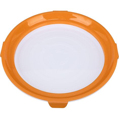 Plateau de conservation des aliments, forme ronde polyvalente, réutilisable, scellé sous vide, stockage empilable pour outil de cuisine, Orange. (1/5)