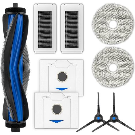 Lot de 9 pièces de rechange N30 Omni compatibles avec aspirateur robot ECOVACS DEEBOT N30 Omni/N30 Pro Omni, 1 brosse à rouleau, 2 brosses latérales, 2 sacs à poussière, 2 filtres HEPA, 2 serpillères, (1/5)