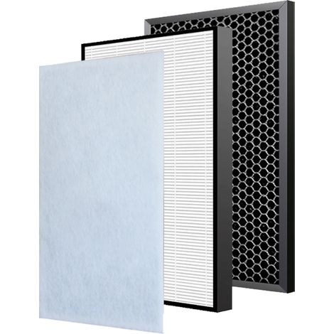 (Gris clair) 1 jeu de filtres HEPA et à charbon actif de rechange compatibles avec les purificateurs d'air Panasonic F-VXH50R, F-VXR50R, F-VXH50A, F-VXH50H et F-VXH50M. (1/4)