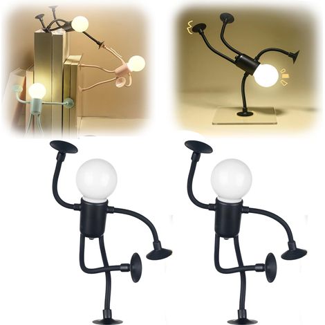 2 luci notturne sportive a forma intercambiabile, luci notturne a forma di uomo carino fai-da-te, luci notturne a forma fai-da-te, nere (1/5)