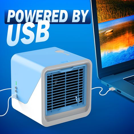 Mini climatiseur portable tactile ventilateur brumisateur USB LED silencieux chambre campingBleu (1/5)
