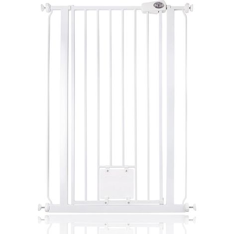 Bettacare Barrière Pour Chien Avec Trappe Verrouillable, 75cm - 84cm, Hauteur 104cm, Couleur Blanc