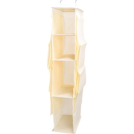 Hanging Handbag Organizer Bag, Four Tiers (Beige) (1/5)