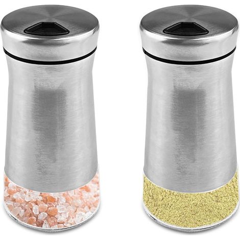Ein Set aus zwei durchsichtigen Gewürzgläsern, je 120 ml, luftdicht und staubdicht, in verschiedenen Größen erhältlich, mit Edelstahldeckeln, multifunktional, geeignet zum Kochen und Grillen im Freien