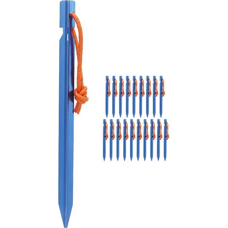 Piquets de tente en V robustes avec cordes pour camping extérieur - Accessoires de tente bleus (1/5)