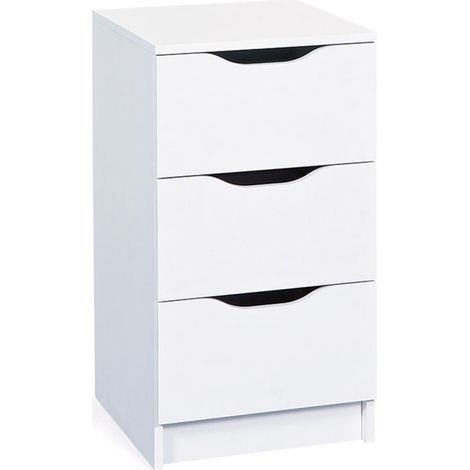 Table de Chevet 3 Tiroirs "Tilda" 41cm Blanc (1/5)