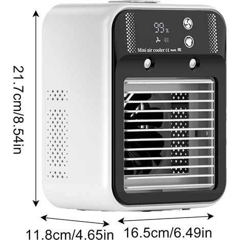climatiseur mobile silencieux,2 ports pulvérisation,Affichage LED,500 ml Grand réservoir d'eau,Type-C,Voyage et Maison,Blanc (1/4)