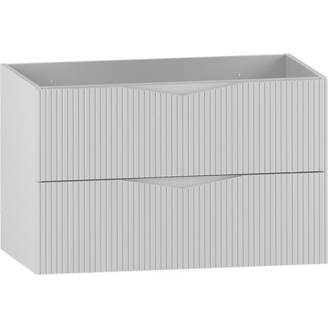 Meuble de salle de bain sous vasque suspendu CLEO blanc 80 cm façades rainurées