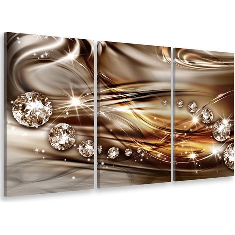 Tableau triptyque graphique strass et diamants - 90x60 cm (1/4)