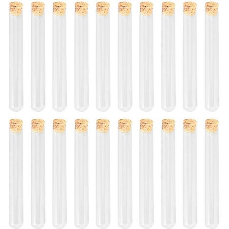 Lot de 20 flacons en verre avec bouchon en liège, tubes à essai en verre pour usage chimique et domestique-15x1CM