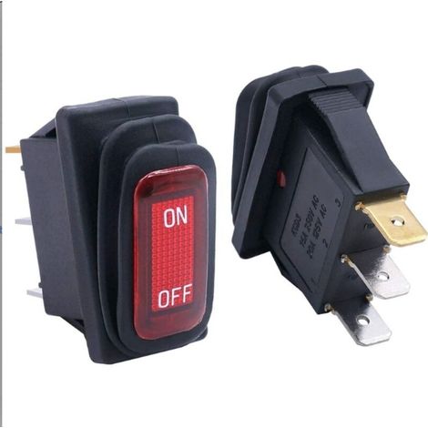 Lot de 2 Interrupteur à bascule, Étanche 12V, Éclairage rouge, SPST 3 broches, Pour voiture (1/5)