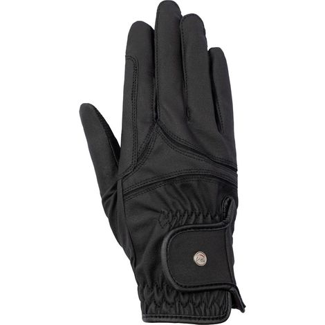 L, nero: Guanti per equitazione da uomo modello Liam con inserto elastico compatibile con il touchscreen