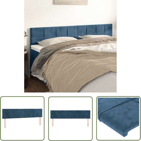 The Living Store Têtes de lit 2 pcs Bleu foncé 100x5x78/88 cm Velours - Tête De Lit - Literie - Meuble De Chambre - Velours - Têtière De Lit (1/5)