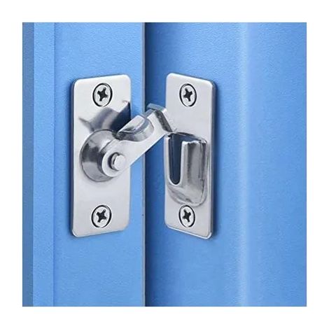 Loquets de porte, loquets de porte coulissants à 90 degrés, angle droit en acier inoxydable, fermoir pliant de porte à angle de sécurité , argent