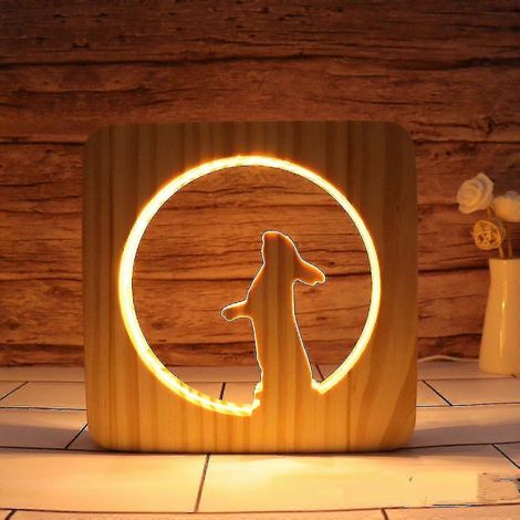 Veilleuse LED lapin en bois massif, basse consommation, interrupteur à bouton, lumière douce et chaude, cadeau original pour les amis, décoration pour la chambre ou la maison (1 pièce) (1/5)