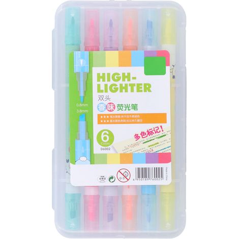 6Pcs Highlighter Pens Chisel Tip Candy Color Water‑Based Drawing Graffiti Art Tool + 1Pc Box (1/5)