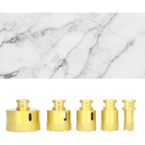 Scie cloche diamantée M14 pour meuleuse d'angle (lot de 5) pour le brasage du verre, de la céramique, du marbre et du granit. (1/5)