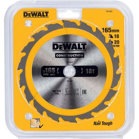 DEWALT Disco da taglio per costruzioni 165x20mm 18T (AC) (DT1933-QZ) (1/2)