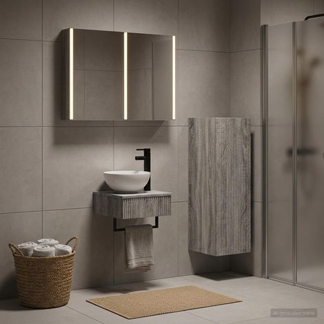 vidaXL Bathroom Cabinet Set 4 pcs Grey Sonoma Engineered Wood (1/5)
