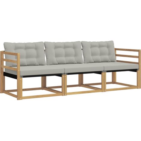 Set di divani da esterno 3 pcs Bianco e Grigio Chiaro vidaXL