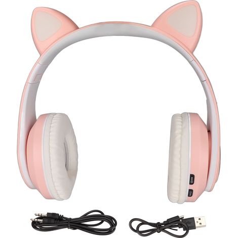 Casque Bluetooth Oreilles de Chat Lumineuses avec LED Respirante, Sans Fil Pliable et Basses Puissantes (1/5)