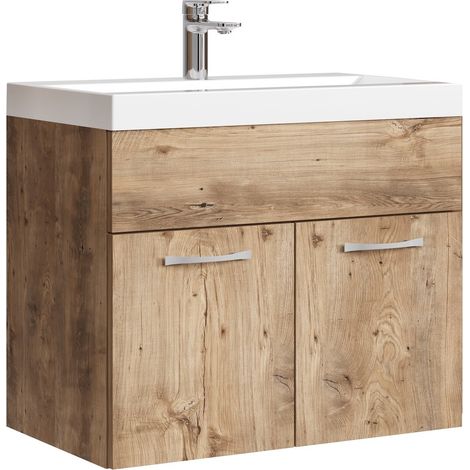 Badplaats Mobile Bagno Montreal 60 x 35 cm - Rovere Castagno - Lavabo con Mobile Sottolavabo (1/5)