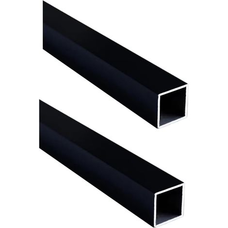 Tube carré en aluminium noir 50x50x1mm Lot de 2 pièces 600mm Finition poudrage noir, pour pergola, cloison, aménagements extérieurs, facile à couper et assembler (1/5)