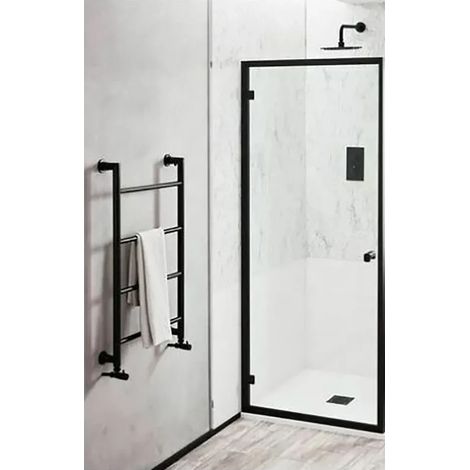 Black Hinged Shower Door 800mm Noir Matt Black Frame 8mm Glass (1/2)